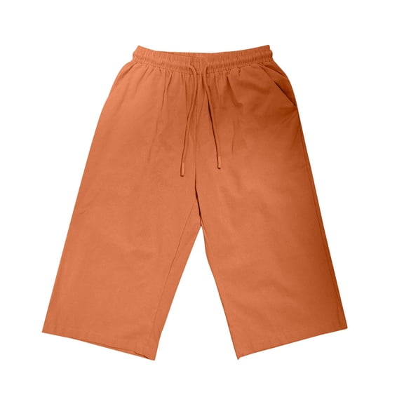 yeiolnoer Capri Pants for Women Summer Rolled up Leg High Waisted Pants Drawstring Casual Trousers with Pockets