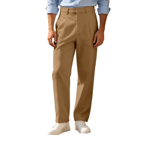 yeiolnoer Mens Dress Pants Comfortable Work Pants Straight Leg Loose Pants with Pockets Business Casual Outfits(Brown,XX-Large)