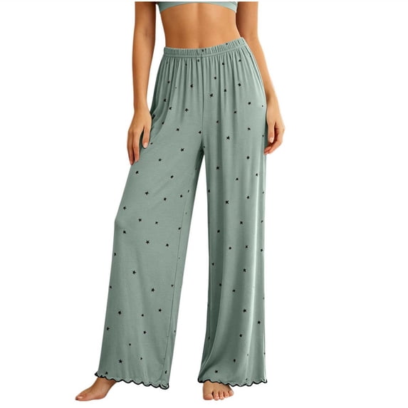 yeiolnoer Pajama Pants for Women Breathable Soft Wide Leg Pants Elastic Waist Comfortable Sleep Pant Fall Outfits(Green,XX-Large)