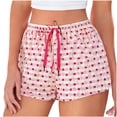 thumbnail image 1 of yeiolnoer Pajama Shorts Women Printed Sleep Lounge Shorts Cute Striped Sleepwear Drawstring Elastic Waist Shorts, 1 of 6