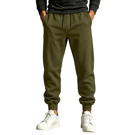 yeiolnoer Sweatpants for Men Elastic Waist Pants Casual Drawstring Joggers Pants with Pockets for Athletic(Army Green,Medium)