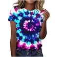 thumbnail image 1 of yeiolnoer Tie Dye Shirt for Women Hippie T-Shirt Short Sleeve Crewneck Tee Tops Vintage Vacation Outfit, 1 of 6