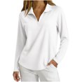 thumbnail image 1 of yeiolnoer Tops for Women Loose Fit Long Sleeve Casual Shirts Quarter Zip Lapel T Shirt for Athletic Workout(White,X-Large), 1 of 6
