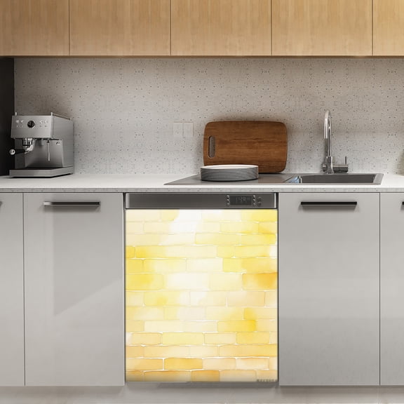 yellow brick wall, Brick Stone wall Dishwasher Magnet Cover Decorative Sticker for Home Cabinet Kitchen 23" x26"