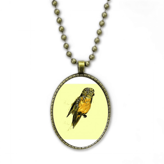 yellow budgie parrot bird necklace vintage chain bead pendant jewelry collection