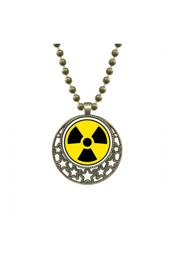 yellow danger checal radiation symbol pendant star necklmoon chain jewelry