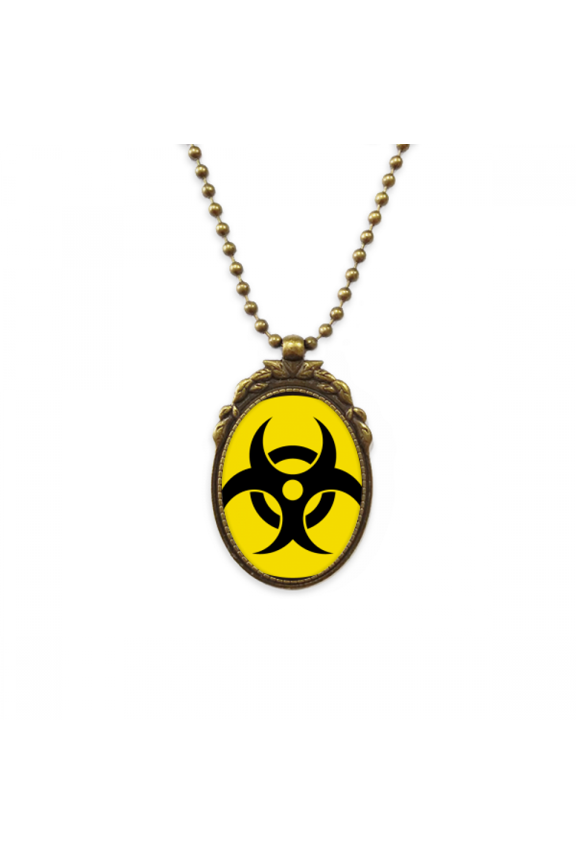 yellow dangerous checal toxic radiation symbol antique necklace vintage bead pendant keychain