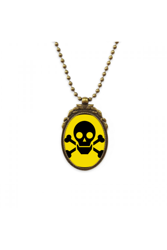 yellow dangerous checal toxic radiation symbol antique necklace vintage bead pendant keychain