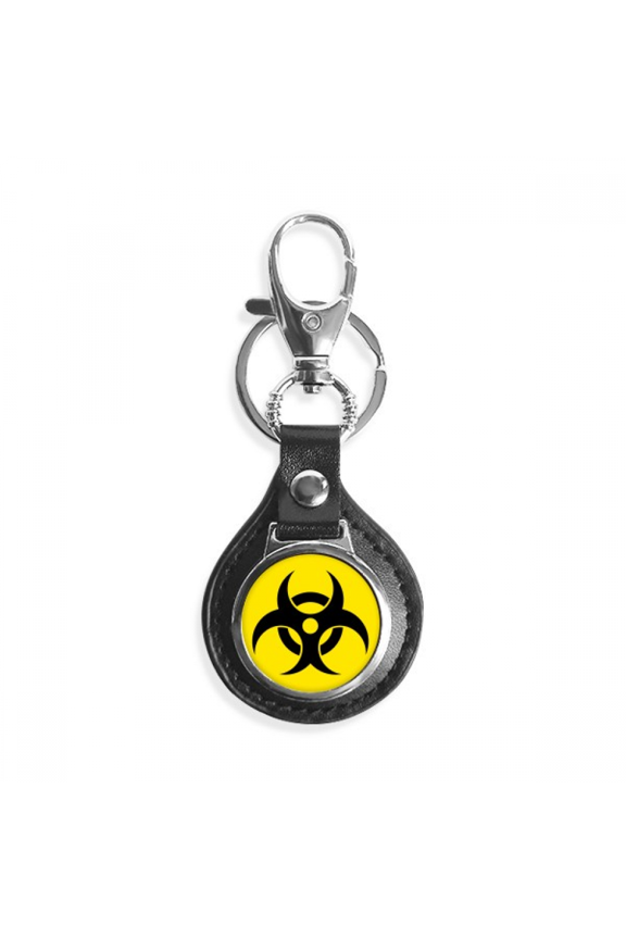 yellow dangerous checal toxic radiation symbol key link chain keyholder finder hook metal