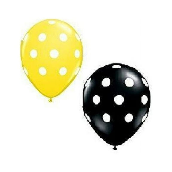 yellow dot-black dot qualatex 11 latex balloons bee party (12) balloons