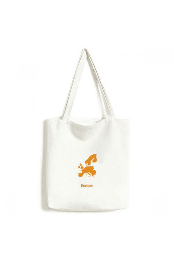 yellow eu illustration map pattern tote canvas bag shopping satchel casual handbag