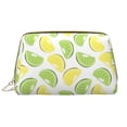 thumbnail image 1 of yellow green Lemon print Makeup Bag, Large Capacity Travel Cosmetic Bag for Women Girls- Travel Toiletry Bag Leather Portable Waterproof Makeup Case Organizer with Handle, 1 of 4