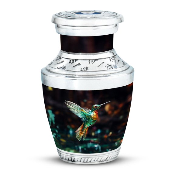 yellow humming bird Graceful Departure Compact Keepsake - Elegant Mini Urn for Adult Goodbye Funeral Urns For Human Ashes - Memorial Urns 3 Inch, 1 Pc