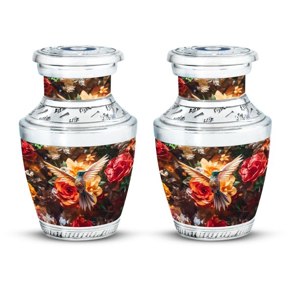 yellow_humming_bird_flying Elegant Tiny Urn for Precious Ashes - Unique Mini Keepsake for Eternal Tribute Funeral Urns For Human Ashes - Memorial Urns 3 Inch, Set Of 2