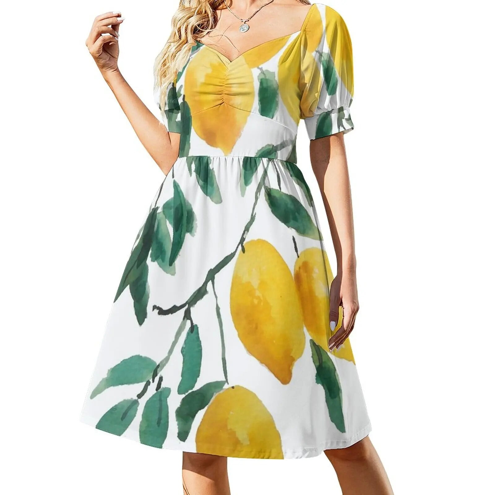 yellow lemon watercolor Dress prom dresses summer dresses womens -  Walmart.com