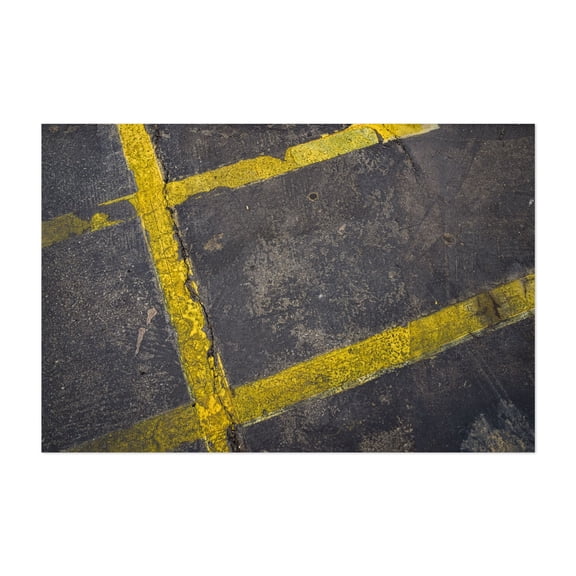 yellow lines pattern - Ridgecrest California Photography Abstract Geometric Industrial Street Photography Pattern Minimalist Unframed Wall Art Print 24 x 36 inches