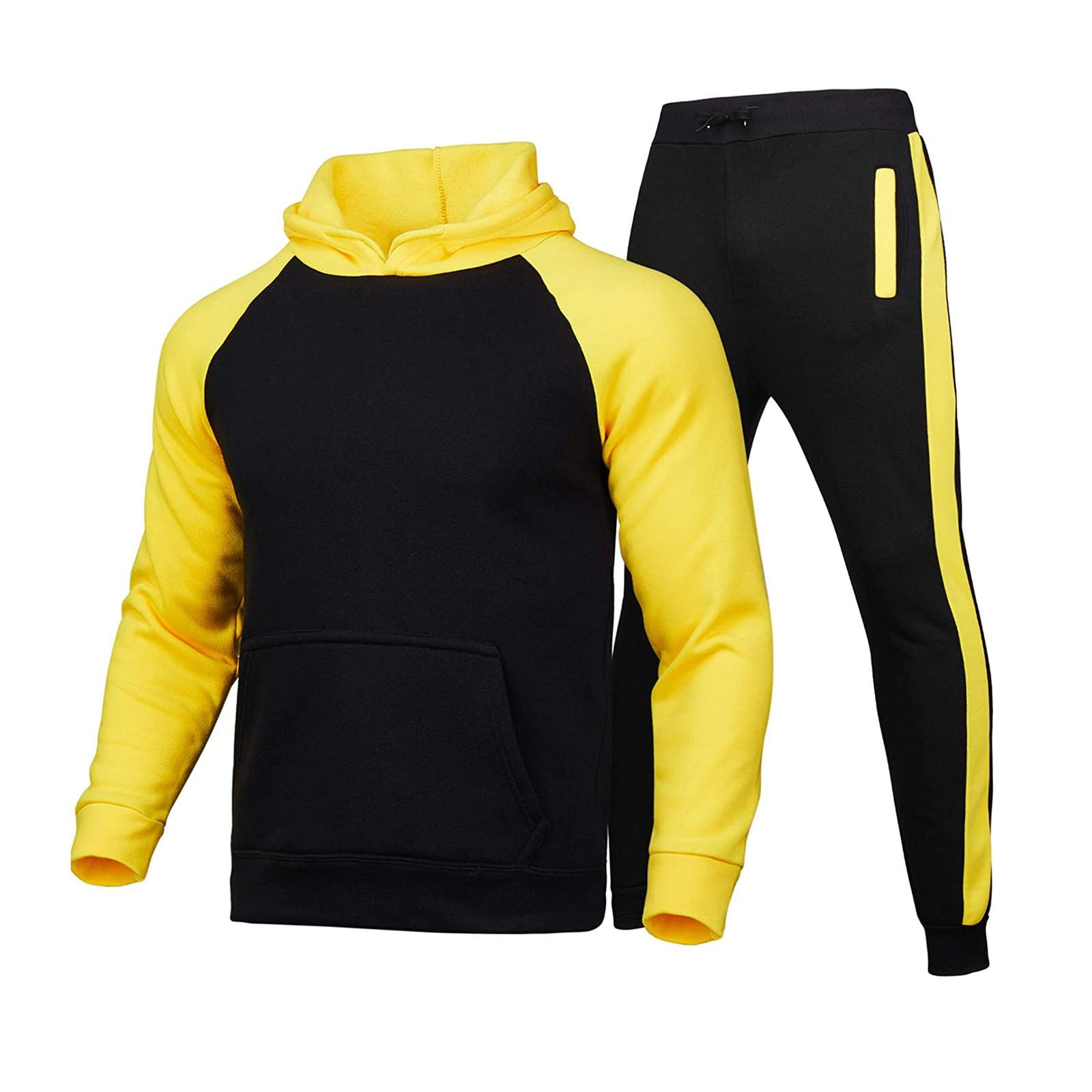 Red Men's Winter Sport Wear Tracksuit Clothes Outfits Set Sweatshirt+Long  Sweatpants 