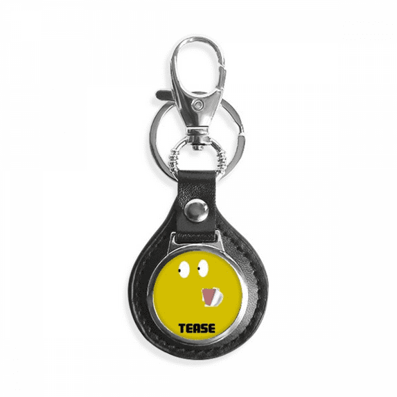 yellow naughty emotion lol tease key link chain keyholder finder hook metal