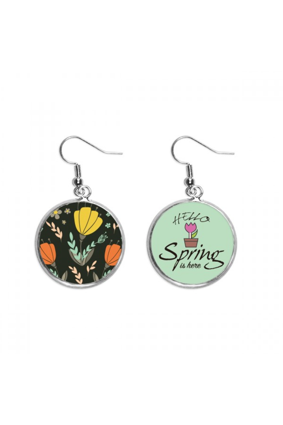 yellow orange flower paint decoration dangle season sp earring jewelry