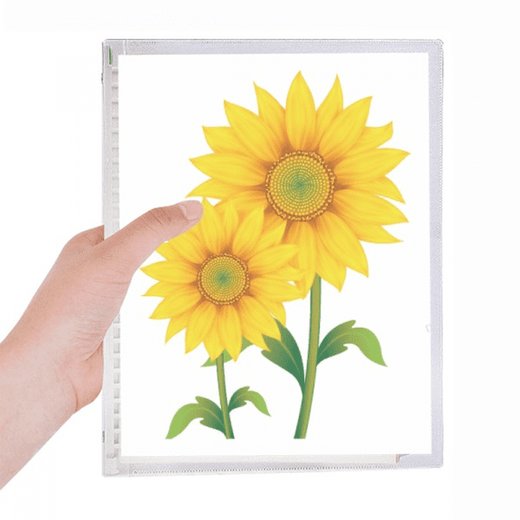 yellow sunflower greenery flower notebook loose diary refillable journal statiry