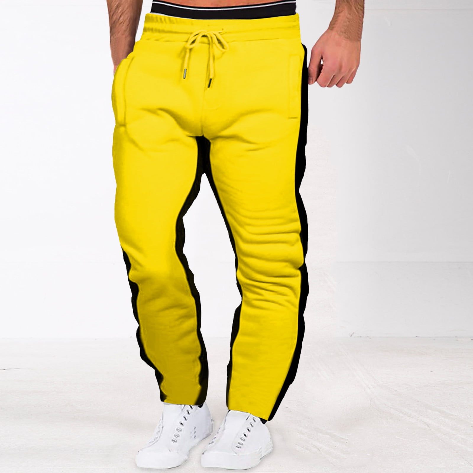 yellow sweatpants mens autumn and winter high street fashion