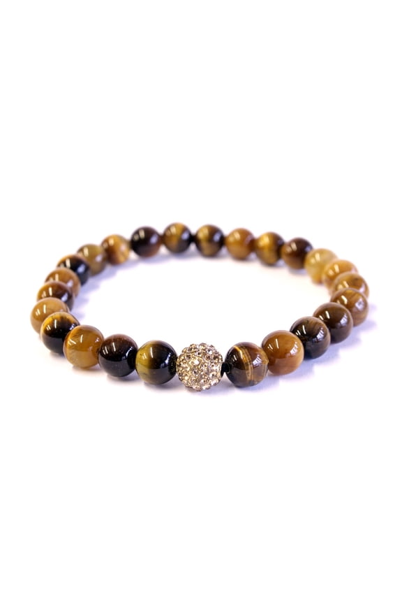 yellow tiger eye & crystal bracelet 8mm beads