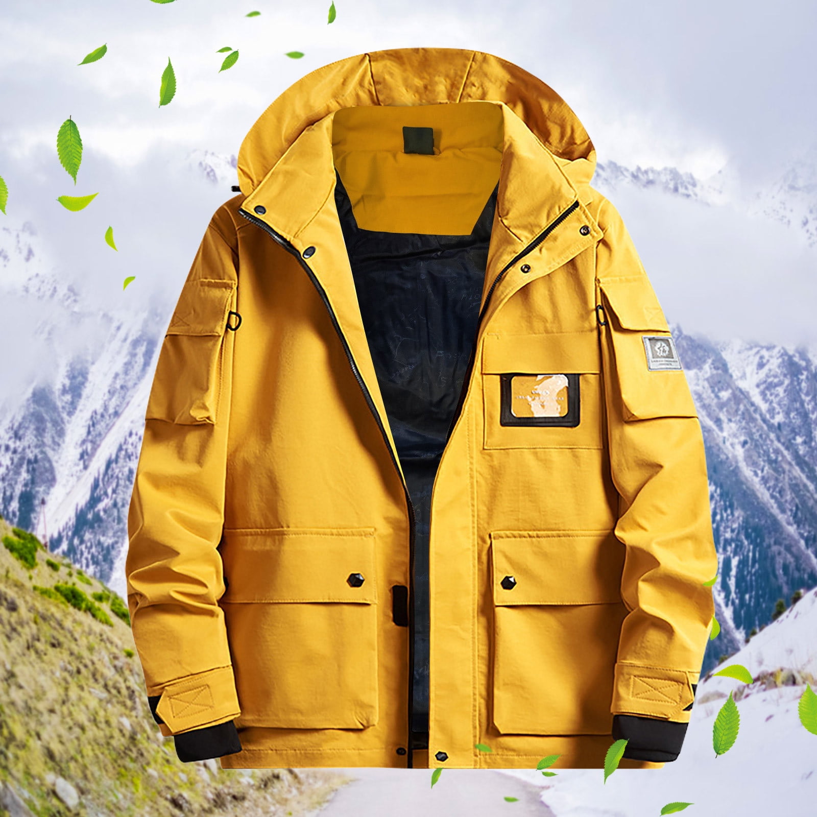 White Windbreaker Jacket, Yellow Man Cargo Jacket