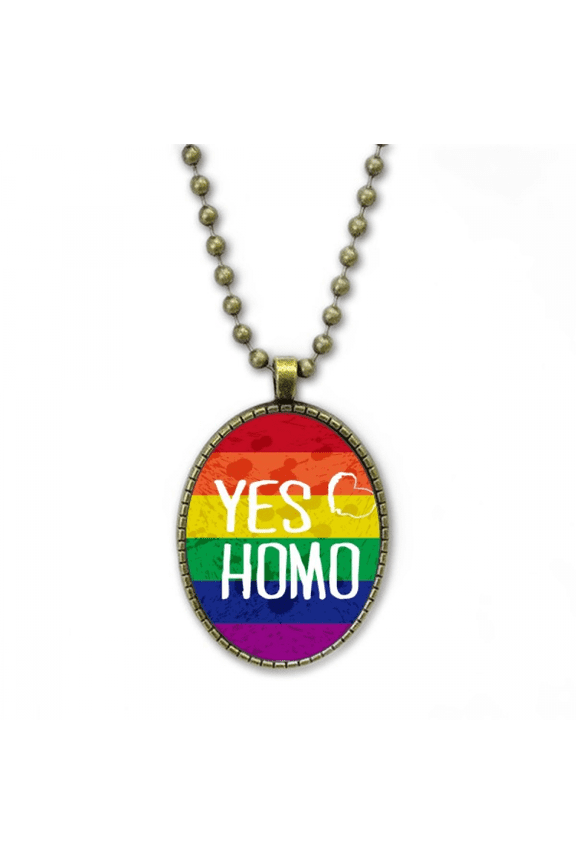 yes lgbt rainbow love necklace vintage chain bead pendant jewelry collection
