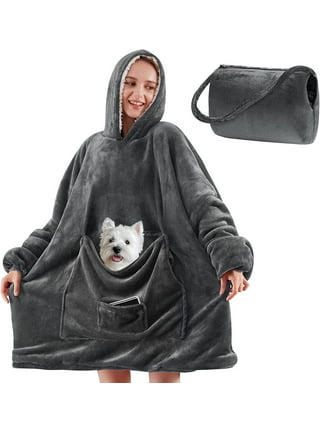  JOYWOO Wearable Blanket Hoodie, Oversized Sweatshirt for Adults  Women Men, Gift, Cozy and Fuzzy Sherpa with Zipper and Giant Pocket : Home  & Kitchen
