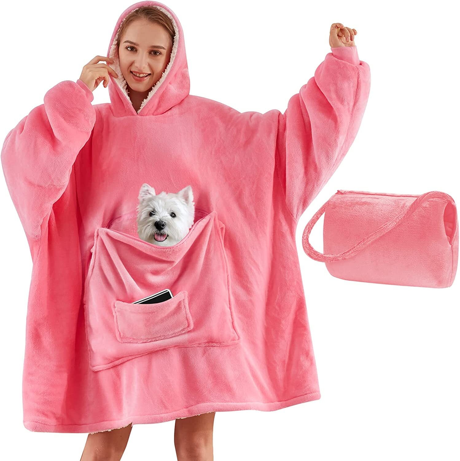 yescool Wearable Blanket Hoodie, Oversized Sherpa Hooded Blanket