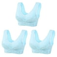 thumbnail image 1 of yievot 3 Pack Bras for Women Embroidered Wireless Bra, Front Cross Side Buckle Wireless Lace Bras, Comfort Everyday Bra, 1 of 5