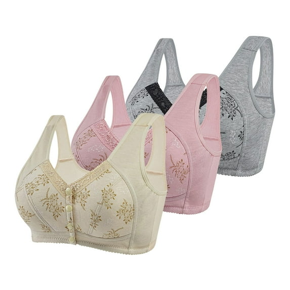 yievot 3 Pack Bras for Women Front Closure No Underwire Comfort Senior Wireless Snap Closing Bra