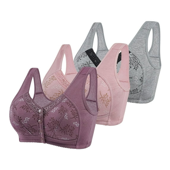 yievot 3 Pack Bras for Women Front Closure No Underwire Comfort Senior Wireless Snap Closing Bra