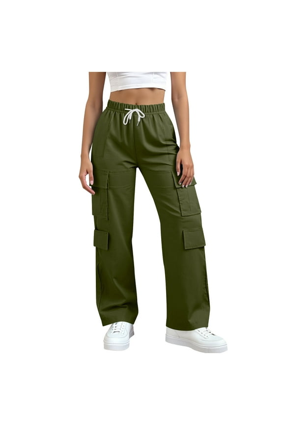 Cargo Pants for Women Wide Leg Casual High Waist Baggy Hiking Pants Y2K Cute Sweatpants