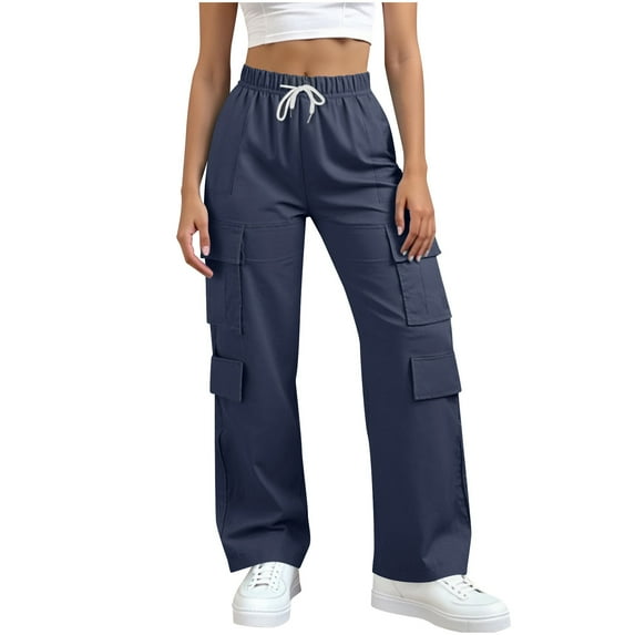 yievot Cargo Pants for Women Wide Leg Casual High Waist Baggy Hiking Pants Y2K Cute Sweatpants