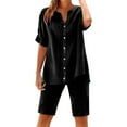 thumbnail image 1 of yievot Cotton Linen Pajama Sets for Women 2 Piece Short Sleeve Shirt with Shorts Set Soft Button Down Loungewear Pjs Sleepwear for Women, 1 of 7