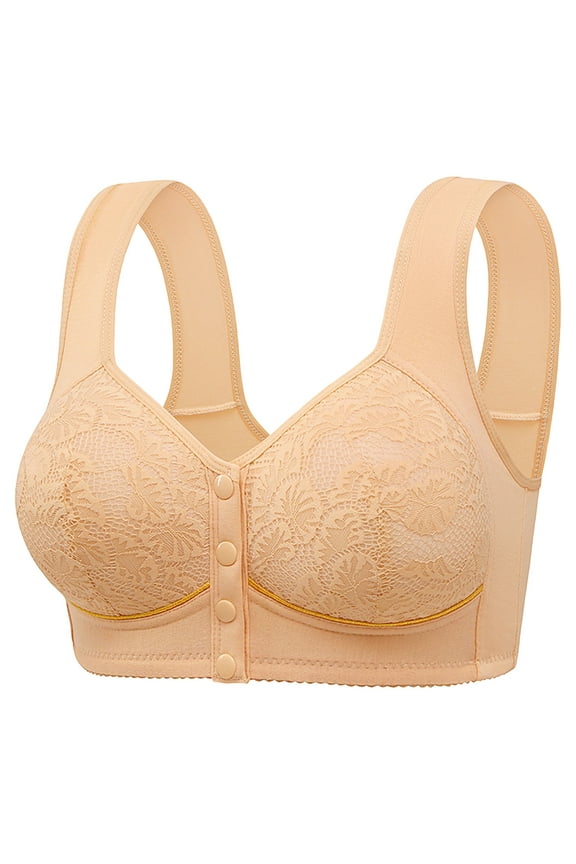 Daisy Bras for Women Front Closure Button Bras for Older Women Full Coverage Everyday Wireless Bra