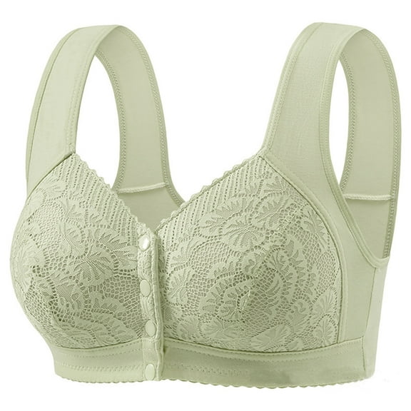yievot Daisy Bras for Women Front Closure Button Bras for Older Women Full Coverage Everyday Wireless Bra