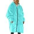 thumbnail image 1 of yievot Fleece Robes for Women Hooded Plush Zipper Front Long Bathrobe Warm House Robe Sleepwear with Pockets, 1 of 3