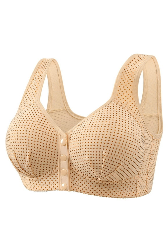 Front Closure Bras for Older Women Full Coverage Wireless Bras for Seniors Comfort Front Close Push Up Bras with Back Support Everyday Bras