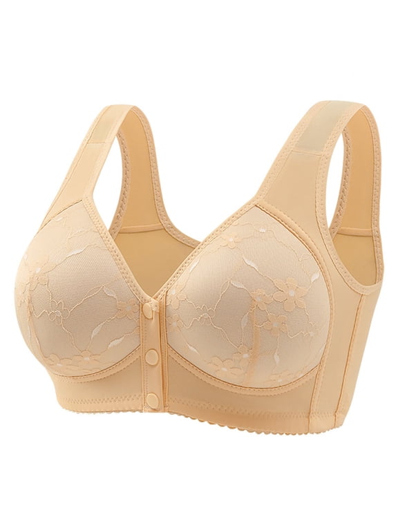 Front Closure Bras for Older Women Full Coverage Wireless Bras for Seniors Comfort Front Close Push Up Bras with Back Support Everyday Bras