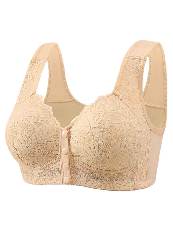 Front Closure Bras for Women Wireless Seniors Front Snap Bra Older Women Comfort Everyday Bras Push Up Full-Coverage Bras