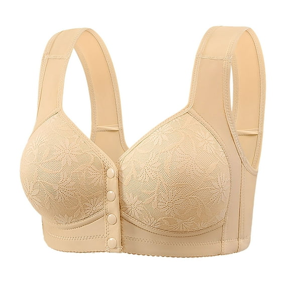 yievot Front Closure Bras for Womens Wireless Bras Seniors Snap Front Bra Older Women Comfort Everyday Bras
