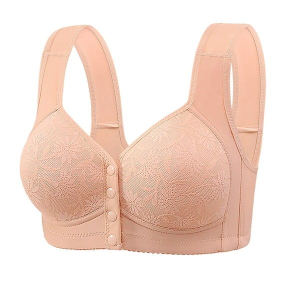 yievot Front Closure Bras for Womens Wireless Bras Seniors Snap Front Bra Older Women Comfort Everyday Bras