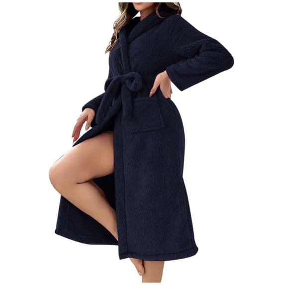 yievot Fuzzy Robes for Women Long Plush Hooded Fleece Warm Bathrobes Loungewear Soft Pajama