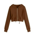 thumbnail image 1 of yievot Hoodies for Women Casual Zip Up Drawstring Cropped Hoodie Long Sleeve Short Sweatshirt Hooded Crop Jacket Top with Pockets, 1 of 5
