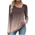 thumbnail image 1 of yievot Long Sleeve Shirts for Women Fall Dressy Blouses Asymmetric Square Neck Tunic Tops Buttons Trendy Clothes, 1 of 5