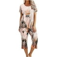 thumbnail image 1 of yievot Lounge Sets for Women Floral Printed Short Sleeve Shirts and Capri Pajamas Sets 2 Piece Sleepwear Loungewear, 1 of 5
