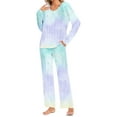 thumbnail image 1 of yievot Lounge Sets for Women Long Sleeve Top with Pants Gradient Printed Loungewear Sleepwear Pajamas Two Piece Outfits for Women, 1 of 5