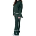 thumbnail image 1 of yievot Lounge Sets for Women Long Sleeved Two Piece Knitted Tops and Wide Leg Pants Pajama Loungewear, 1 of 6